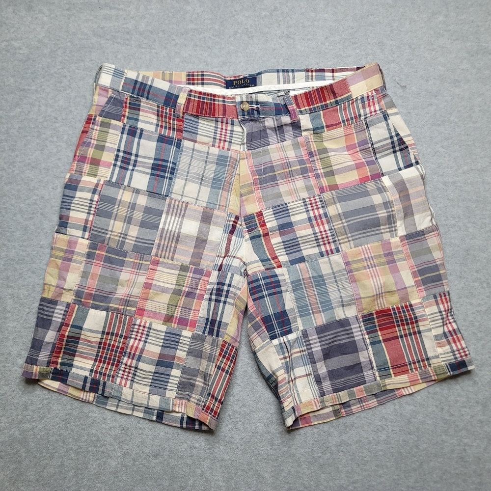 Polo Ralph Lauren Patchwork Shorts 38 Plaid Cotton